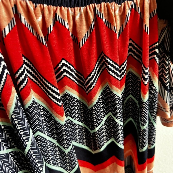 Colorful Chevron Off-Shoulder Dress - Picture 3 of 5